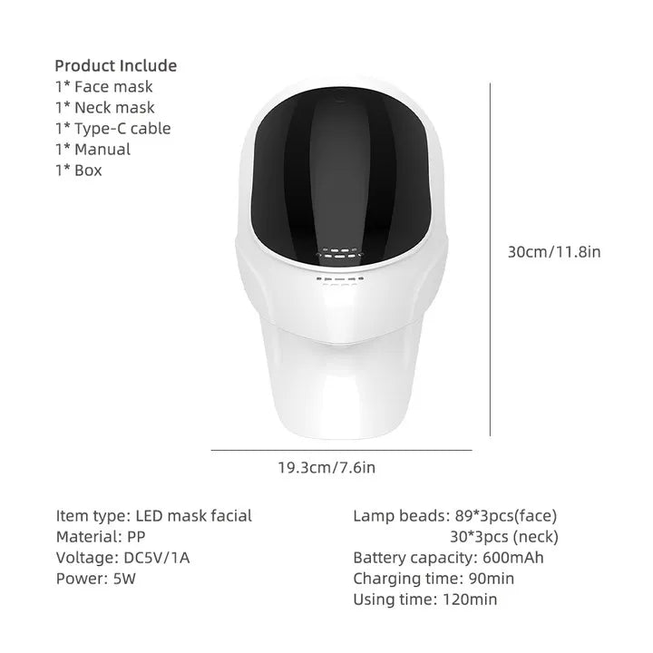 Wireless 7-Colour LED Face and Neck Mask